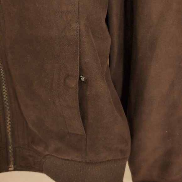 Zara Men's Brown SUEDE Full Zip Aviator Jacket with Button Up Pockets, Size XL - Picture 5 of 13